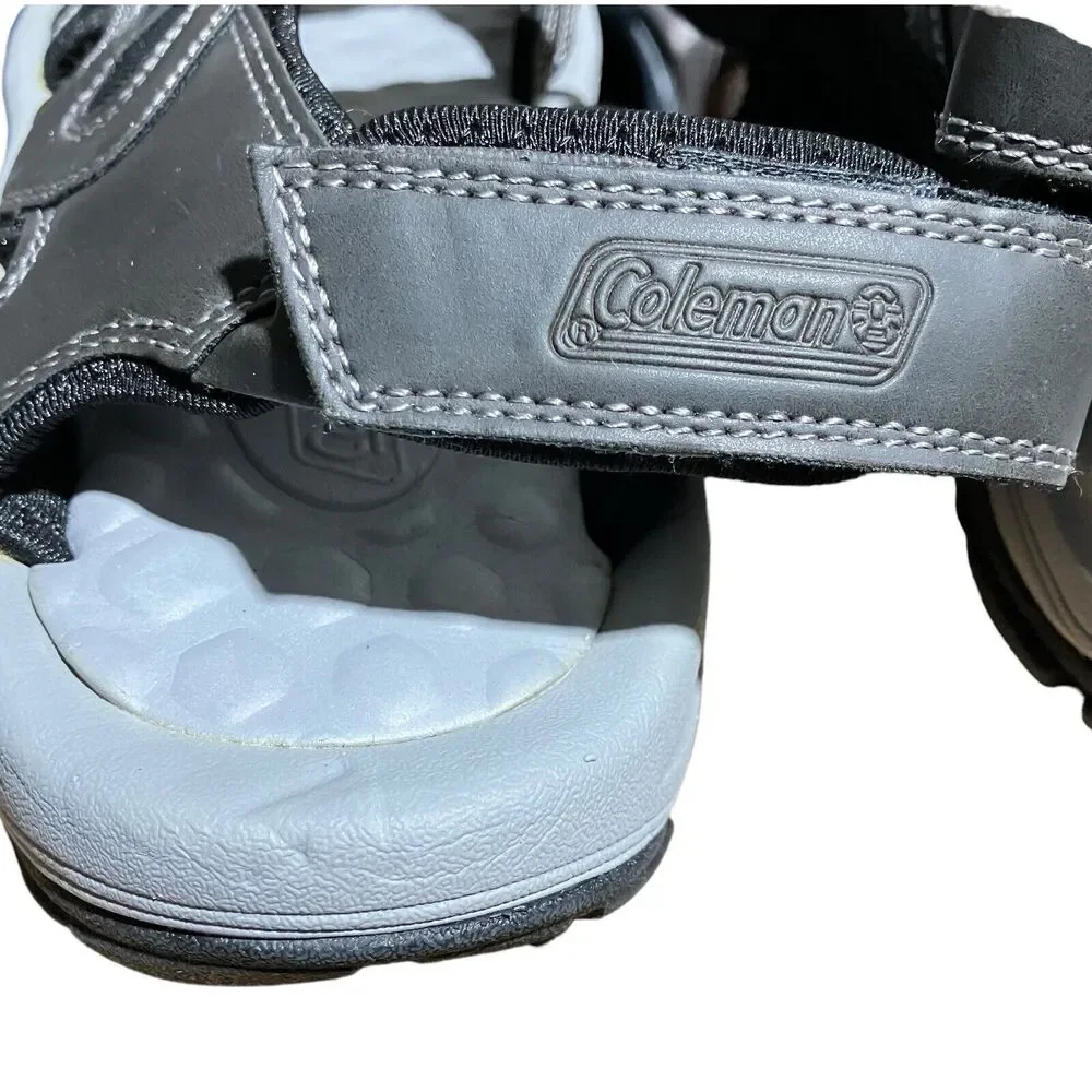 Coleman Men's Size 13 Hudson Black Open Toe Sandals Grey Active‎ Hook And Loop